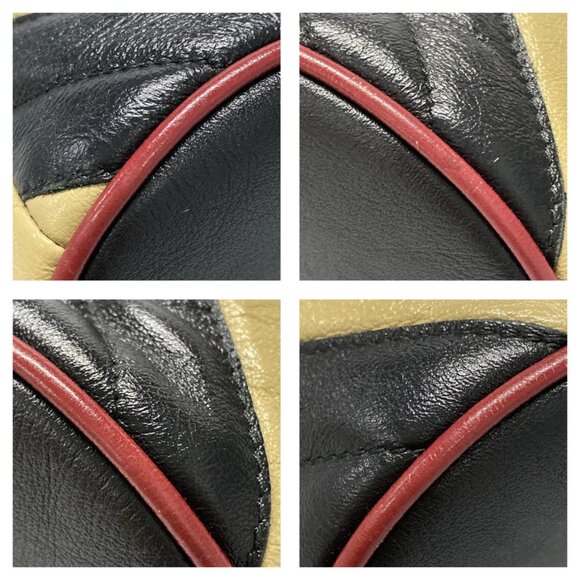 GUCCI GG Marmont Mini Bucket Black Beige Leather Shoulder Bag bran776-100325 - Picture 9 of 16